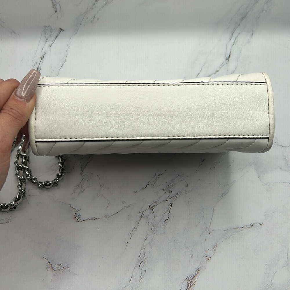 Michael Kors White Quilted Leather Crossbody Purse Small Handbag Silver Hardware - Picture 7 of 16